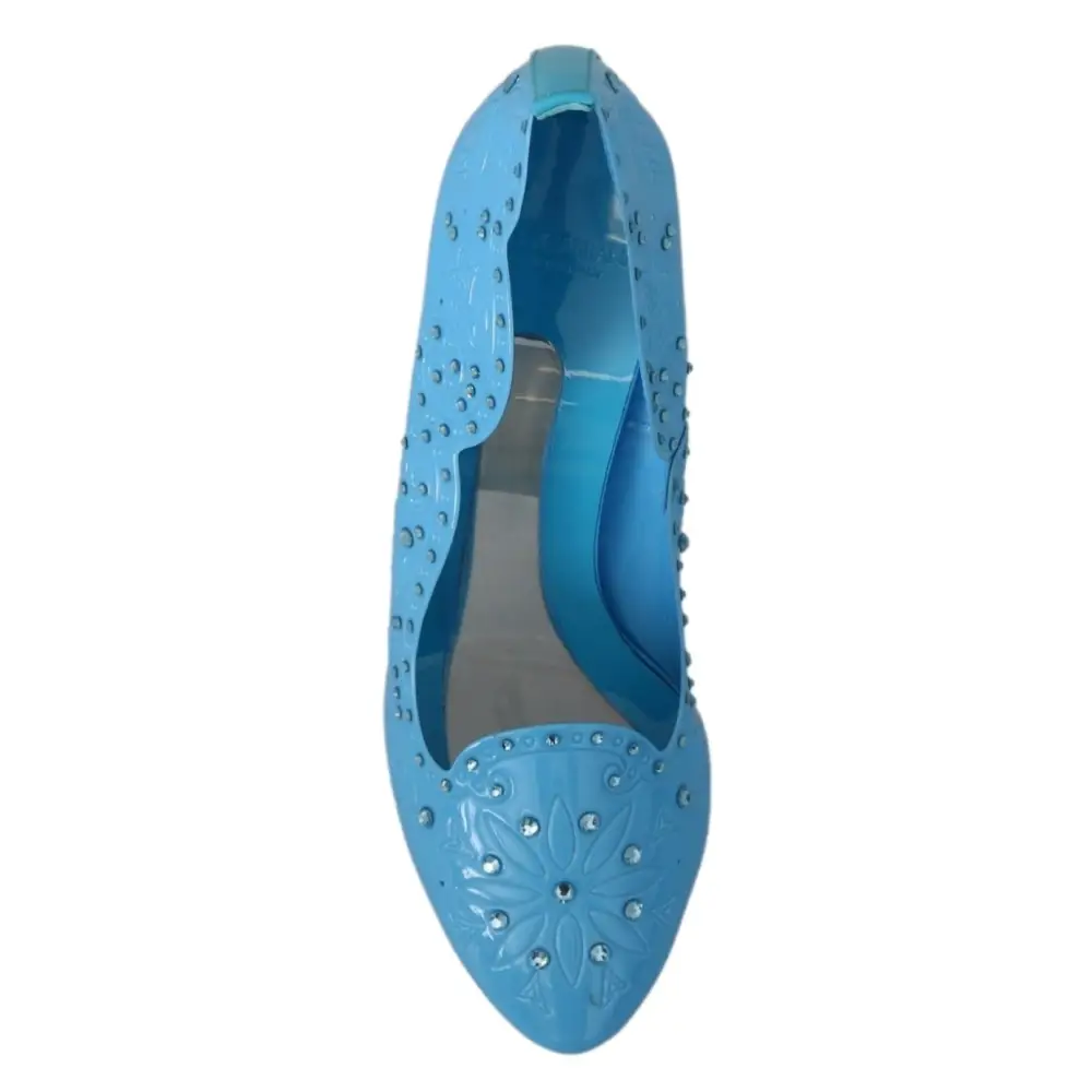 Dolce & Gabbana Blau Kristall Floral CINDERELLA Heels Schuhe - EU39/US8.5