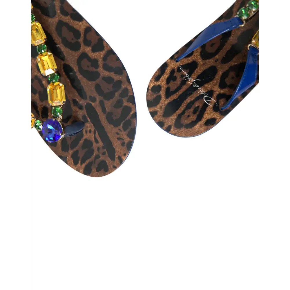 Dolce & Gabbana Blau Kristalle Flats Sandalen Beachwear Schuhe