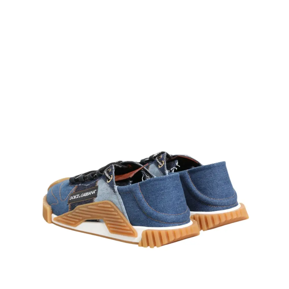 Dolce & Gabbana Blau Lace Up Low Top NS1 Turnschuhe Schuhe - EU43.5/US10.5