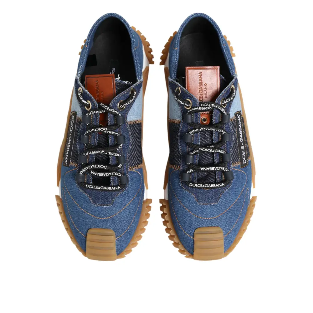 Dolce & Gabbana Blau Lace Up Low Top NS1 Turnschuhe Schuhe - EU43.5/US10.5