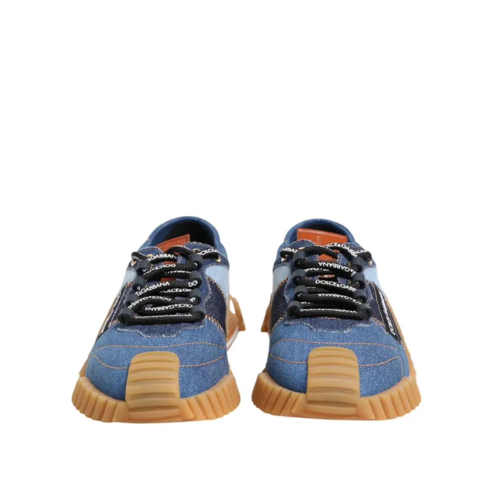 Dolce & Gabbana Blau Lace Up Low Top NS1 Turnschuhe Schuhe - EU43.5/US10.5