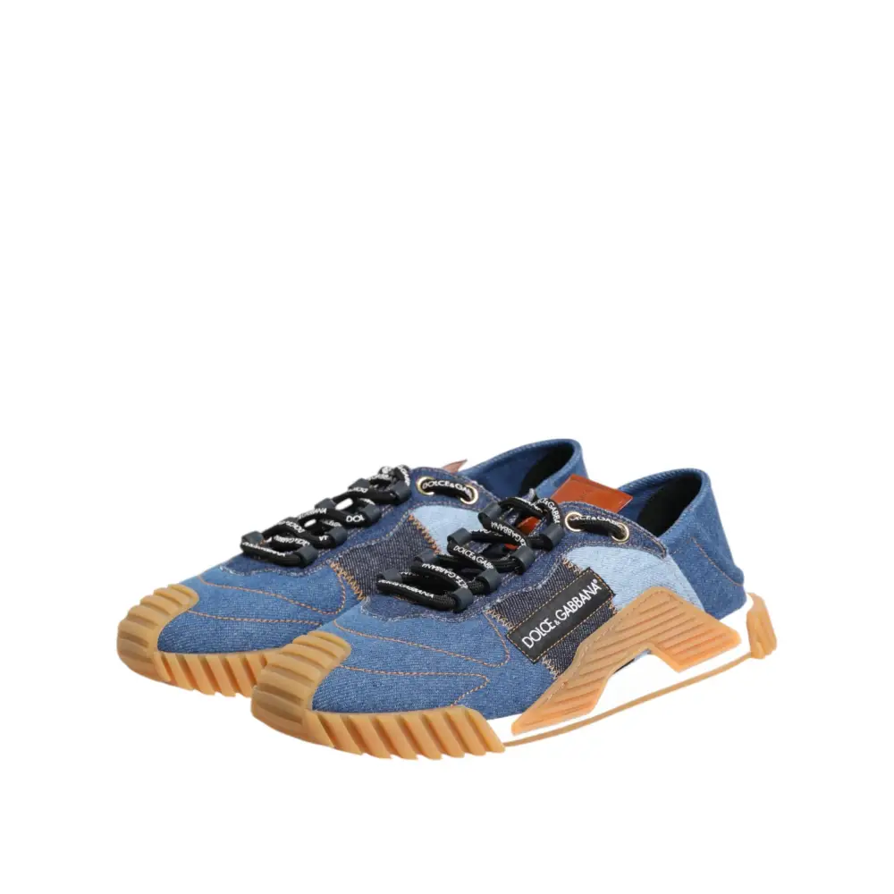 Dolce & Gabbana Blau Lace Up Low Top NS1 Turnschuhe Schuhe - EU43.5/US10.5