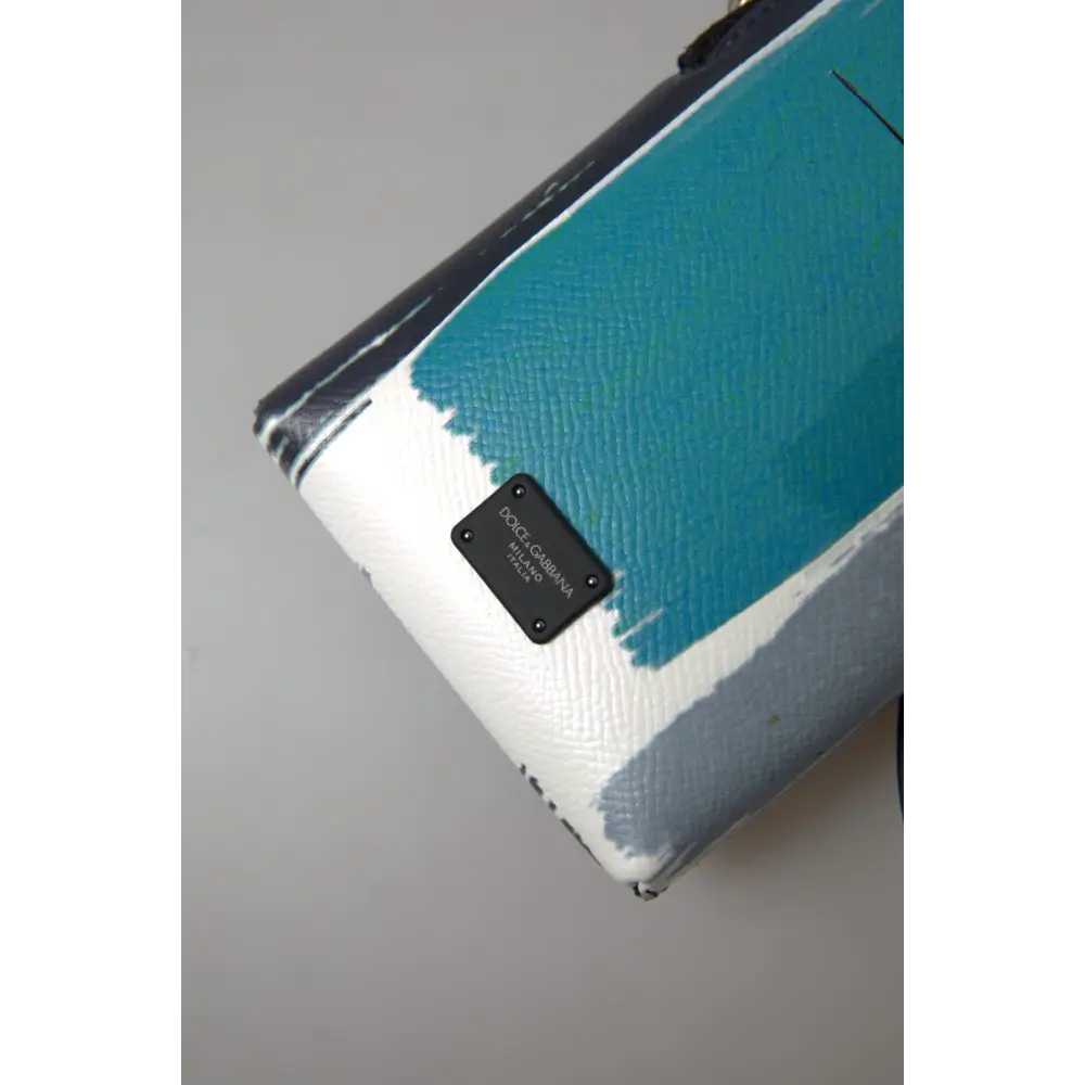 Dolce & Gabbana Blau Leder Geldbörse Crossbody Sling Phone Bag Unisex