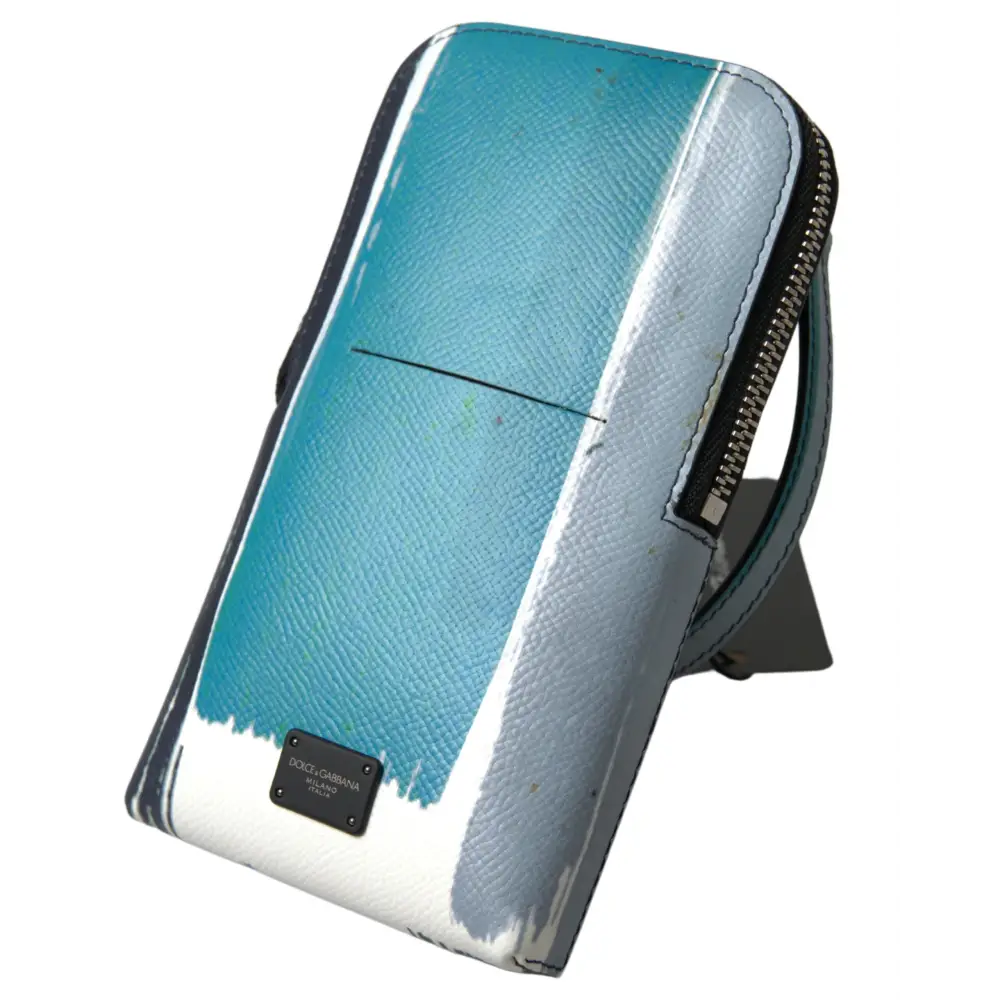 Dolce & Gabbana Blau Leder Geldbörse Crossbody Sling Phone Bag Unisex