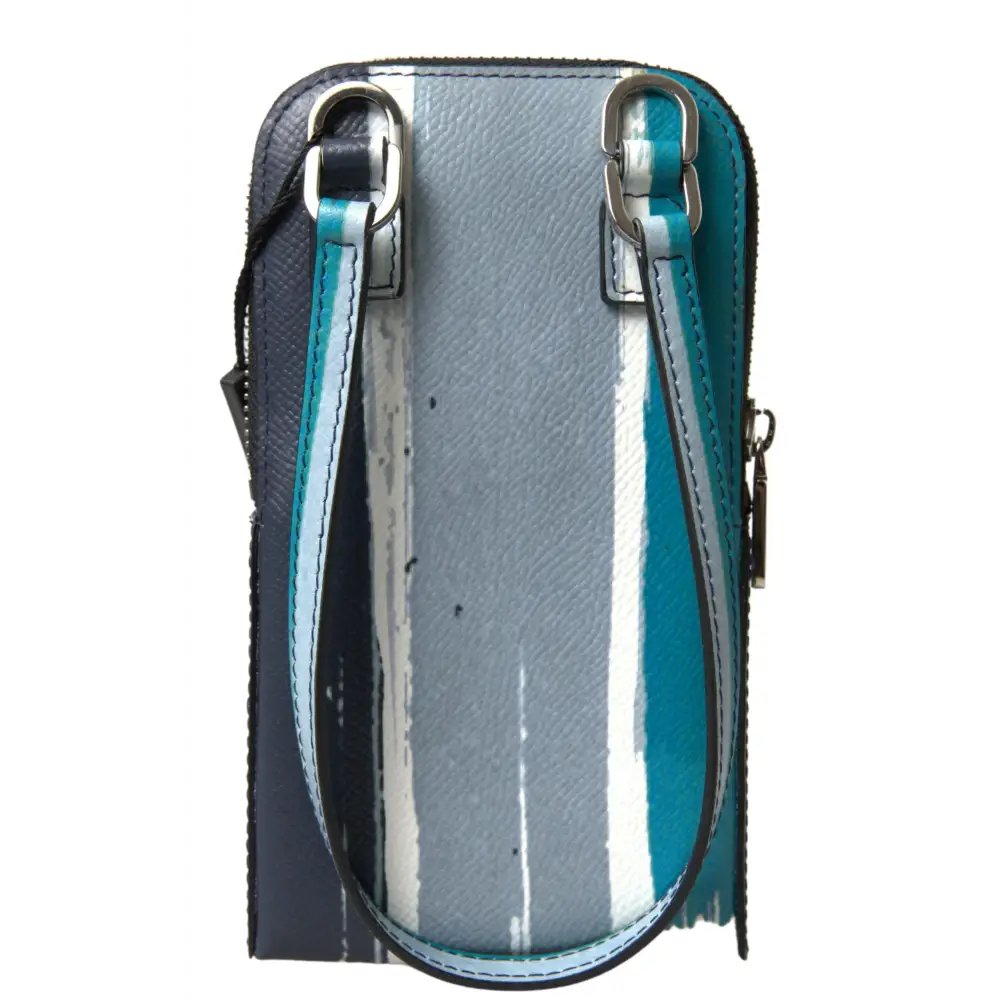 Dolce & Gabbana Blau Leder Geldbörse Crossbody Sling Phone Bag Unisex