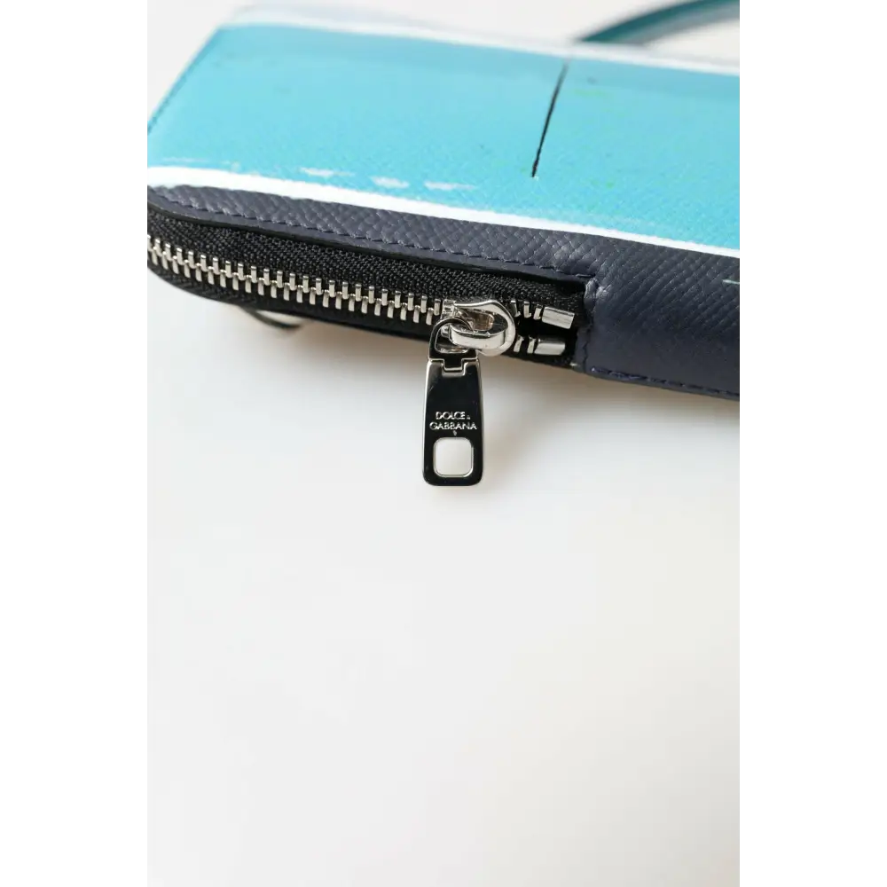 Dolce & Gabbana Blau Leder Geldbörse Crossbody Sling Phone Bag Unisex