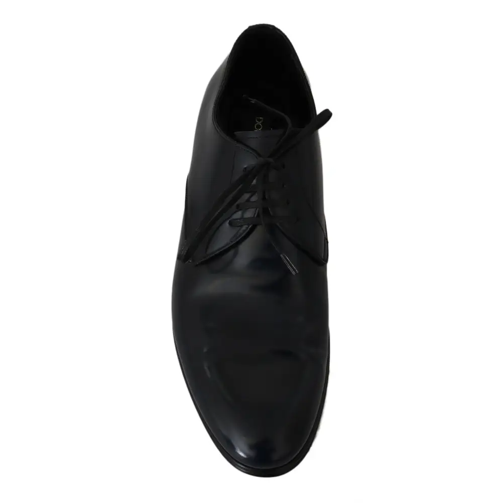 Dolce & Gabbana Blau Leder Kleid Derby Formale Herrenschuhe - EU39/US6