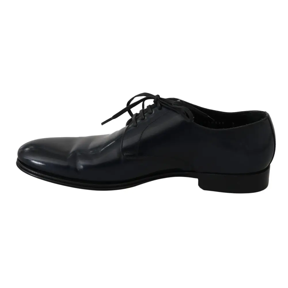 Dolce & Gabbana Blau Leder Kleid Derby Formale Herrenschuhe - EU39/US6