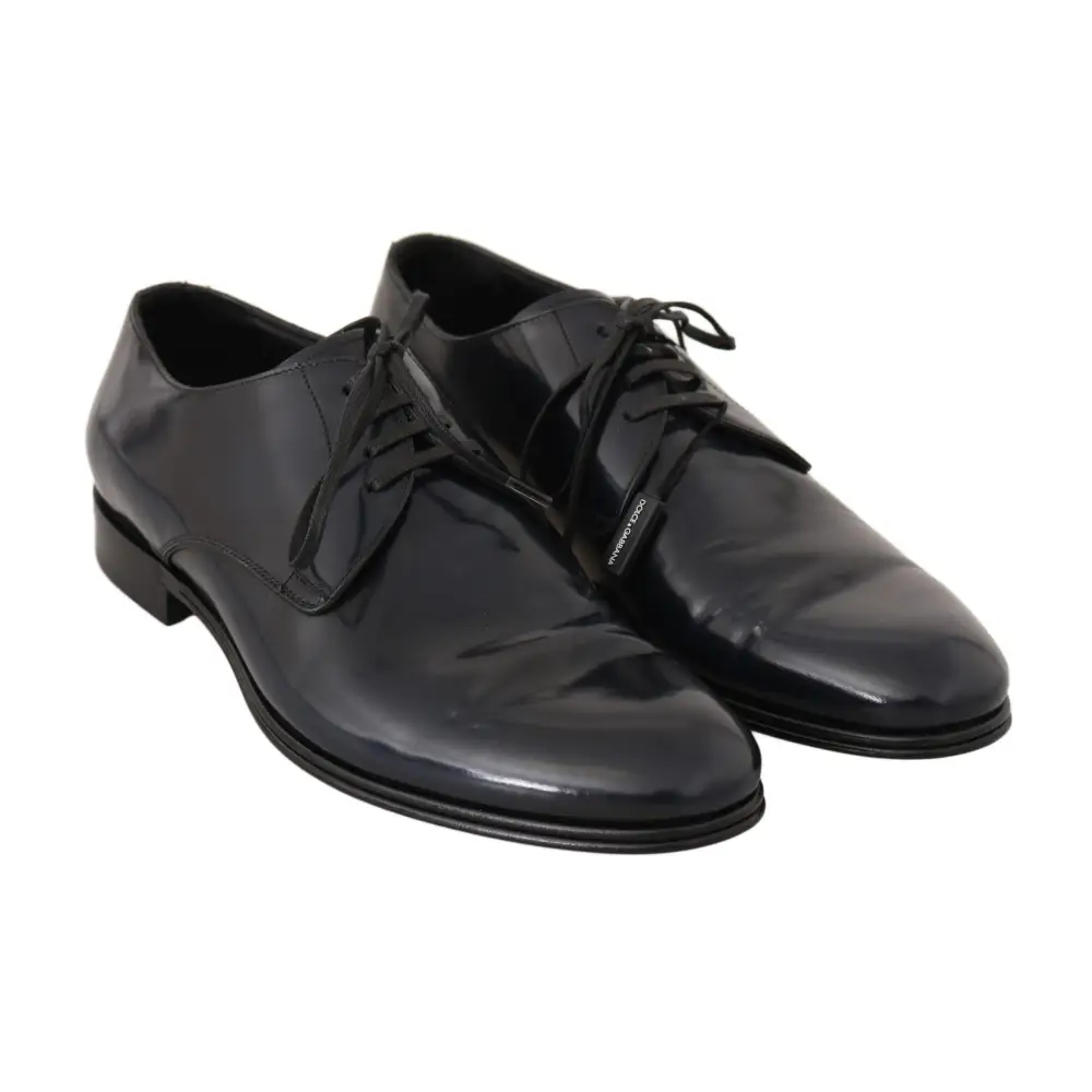 Dolce & Gabbana Blau Leder Kleid Derby Formale Herrenschuhe - EU39/US6