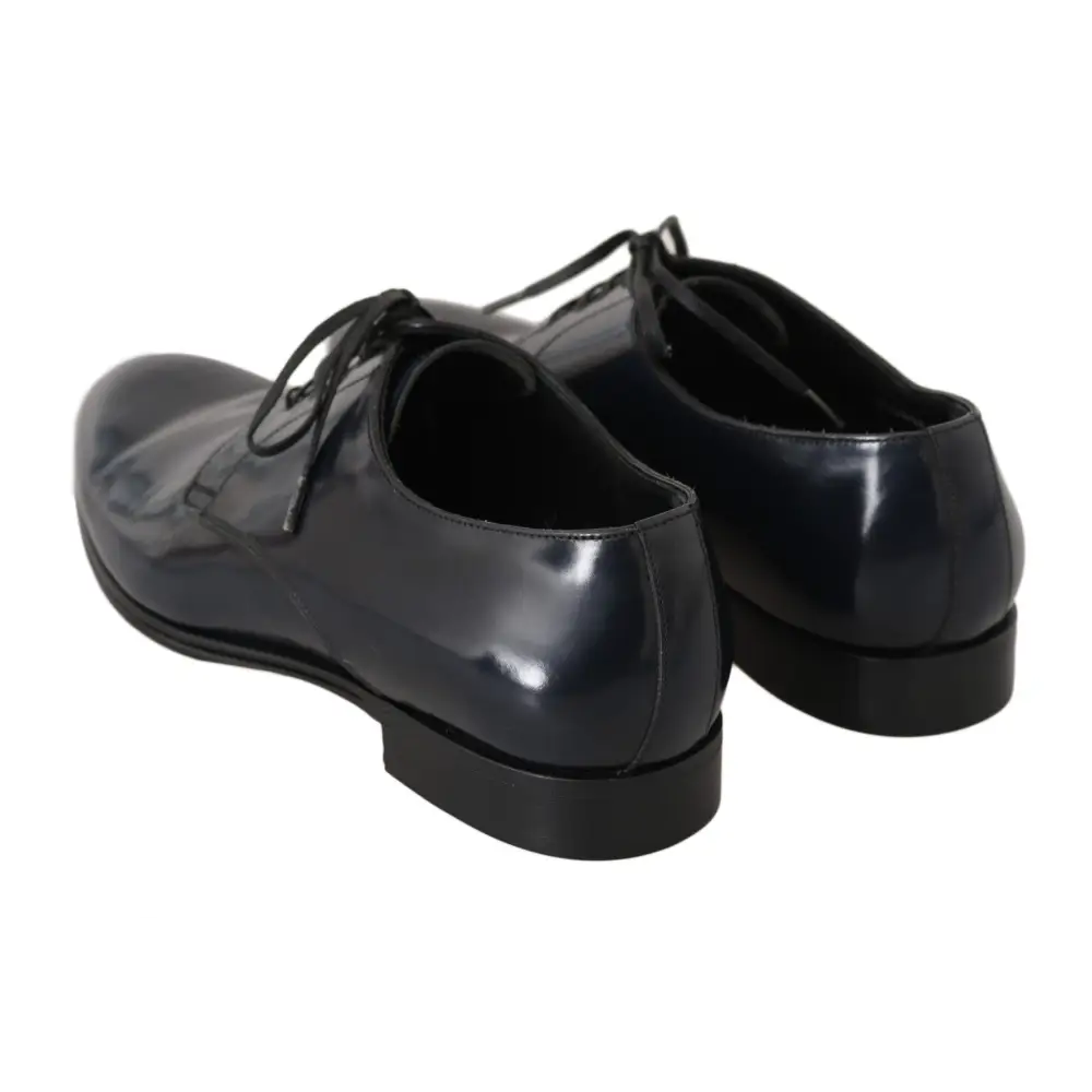 Dolce & Gabbana Blau Leder Kleid Derby Formale Herrenschuhe - EU39/US6