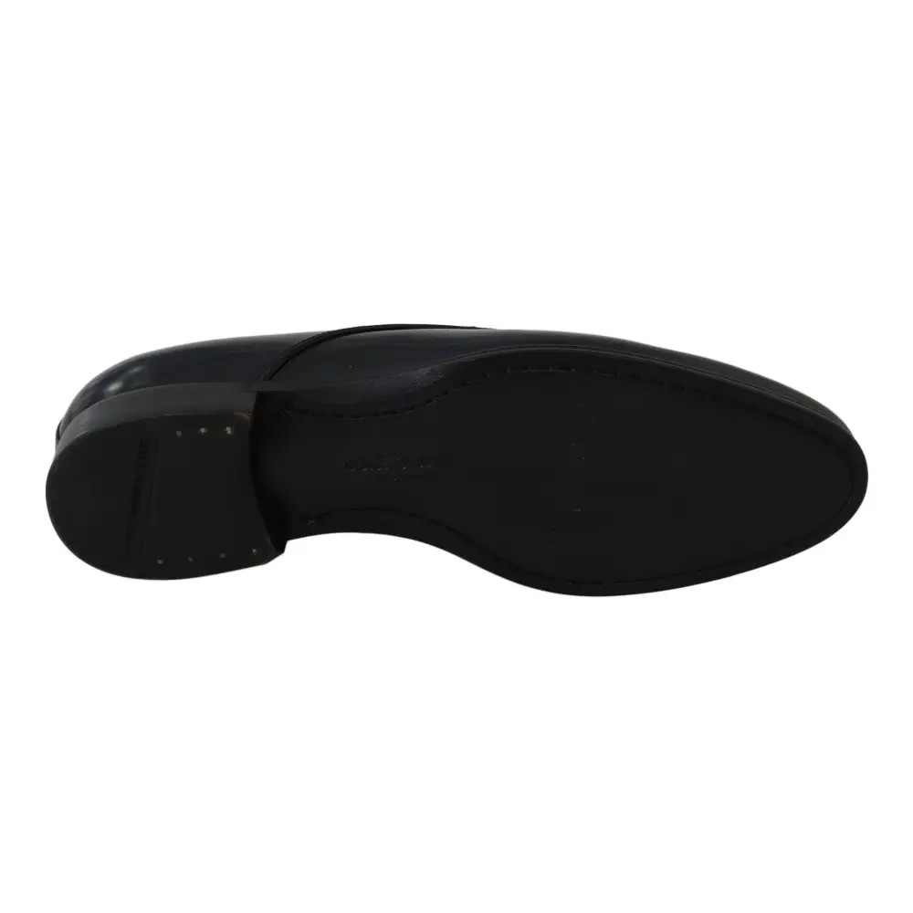 Dolce & Gabbana Blau Leder Kleid Derby Formale Herrenschuhe - EU39/US6