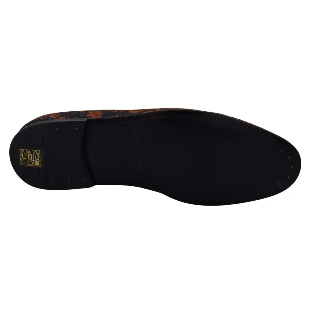 Dolce & Gabbana Blau Rost Floral Hausschuhe Loafers Schuhe