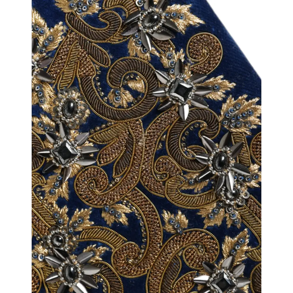 Dolce & Gabbana Blau Samt Gold Rahmen Kupplung Abend Party Handtasche