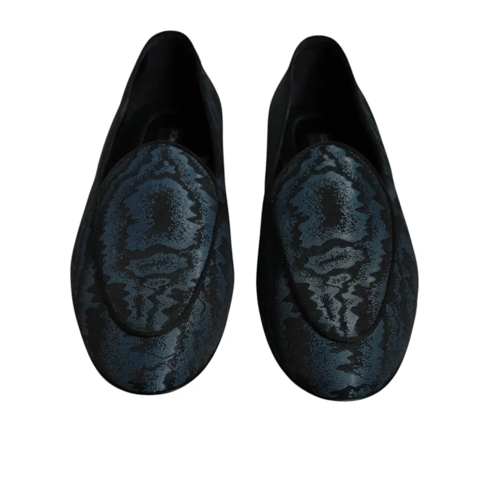 Dolce & Gabbana Blau Schwarz Flats Männer Loafers Kleid Schuhe - EU43/US10