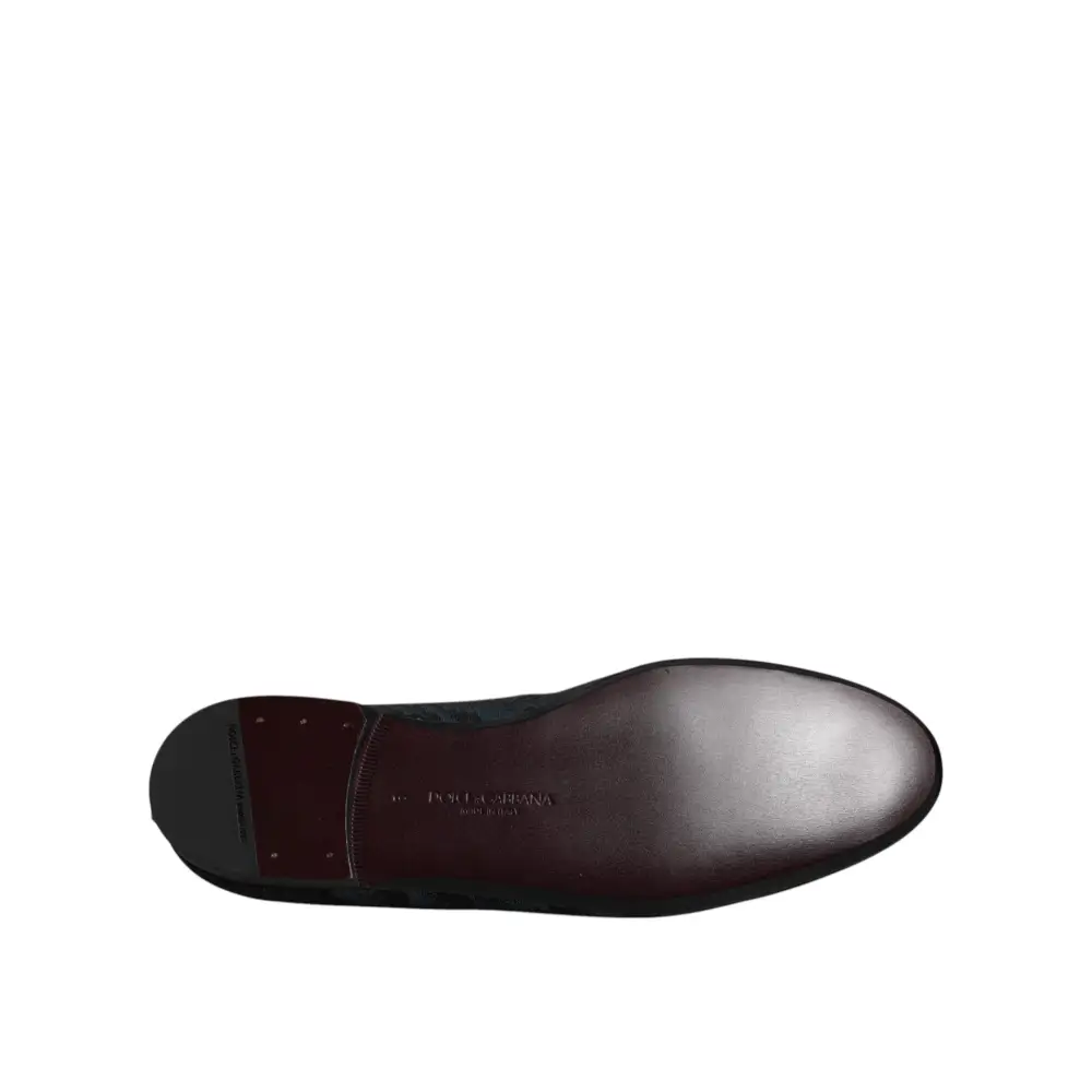 Dolce & Gabbana Blau Schwarz Flats Männer Loafers Kleid Schuhe - EU41.5/US8.5