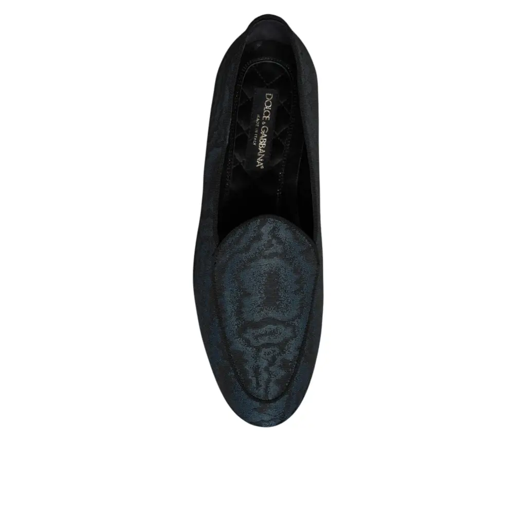 Dolce & Gabbana Blau Schwarz Flats Männer Loafers Kleid Schuhe - EU41.5/US8.5