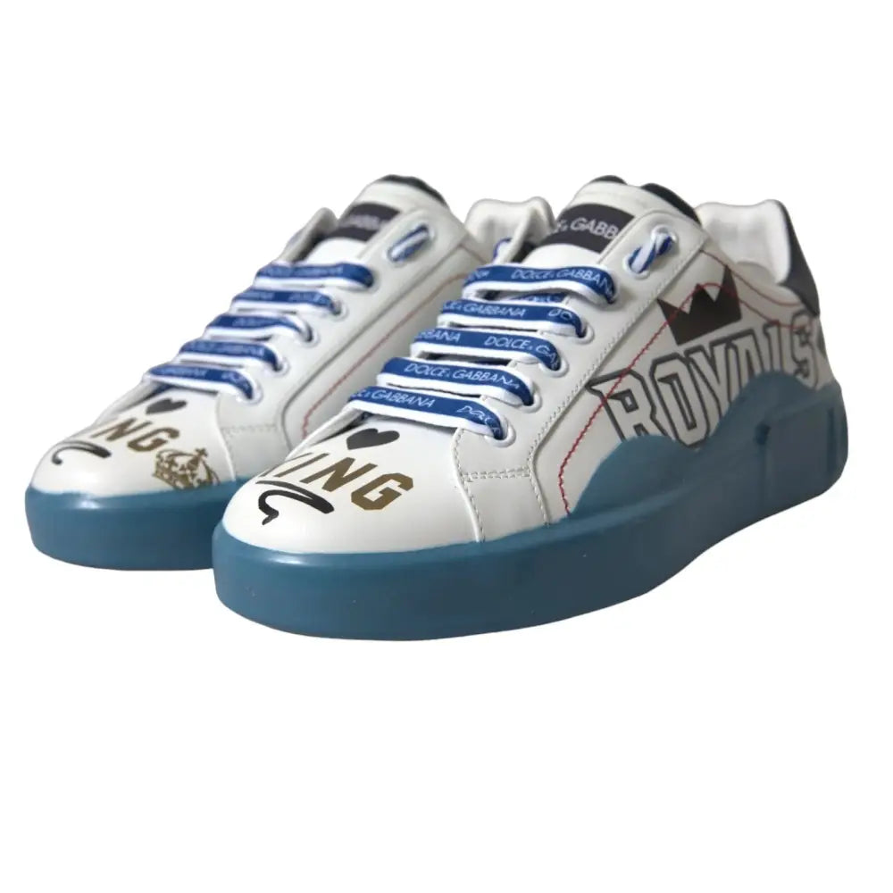 Dolce & Gabbana Blau Weiß Bedruckte Portofino Melt Sneakers - EU39.5/US6.5