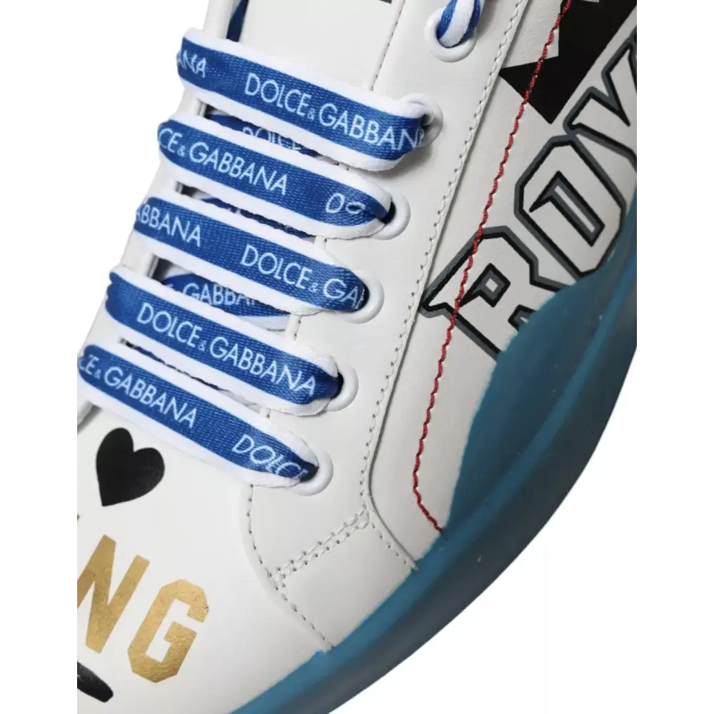 Dolce & Gabbana Blau Weiß Bedruckte Portofino Melt Sneakers - EU39.5/US6.5