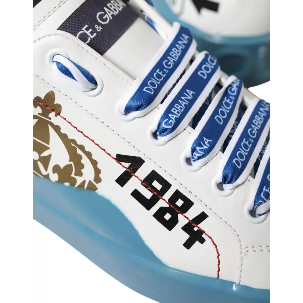 Dolce & Gabbana Blau Weiß Bedruckte Portofino Melt Sneakers - EU39.5/US6.5
