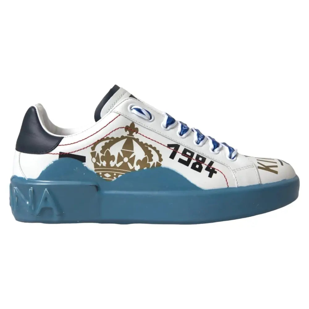 Dolce & Gabbana Blau Weiß Bedruckte Portofino Melt Sneakers - EU39.5/US6.5