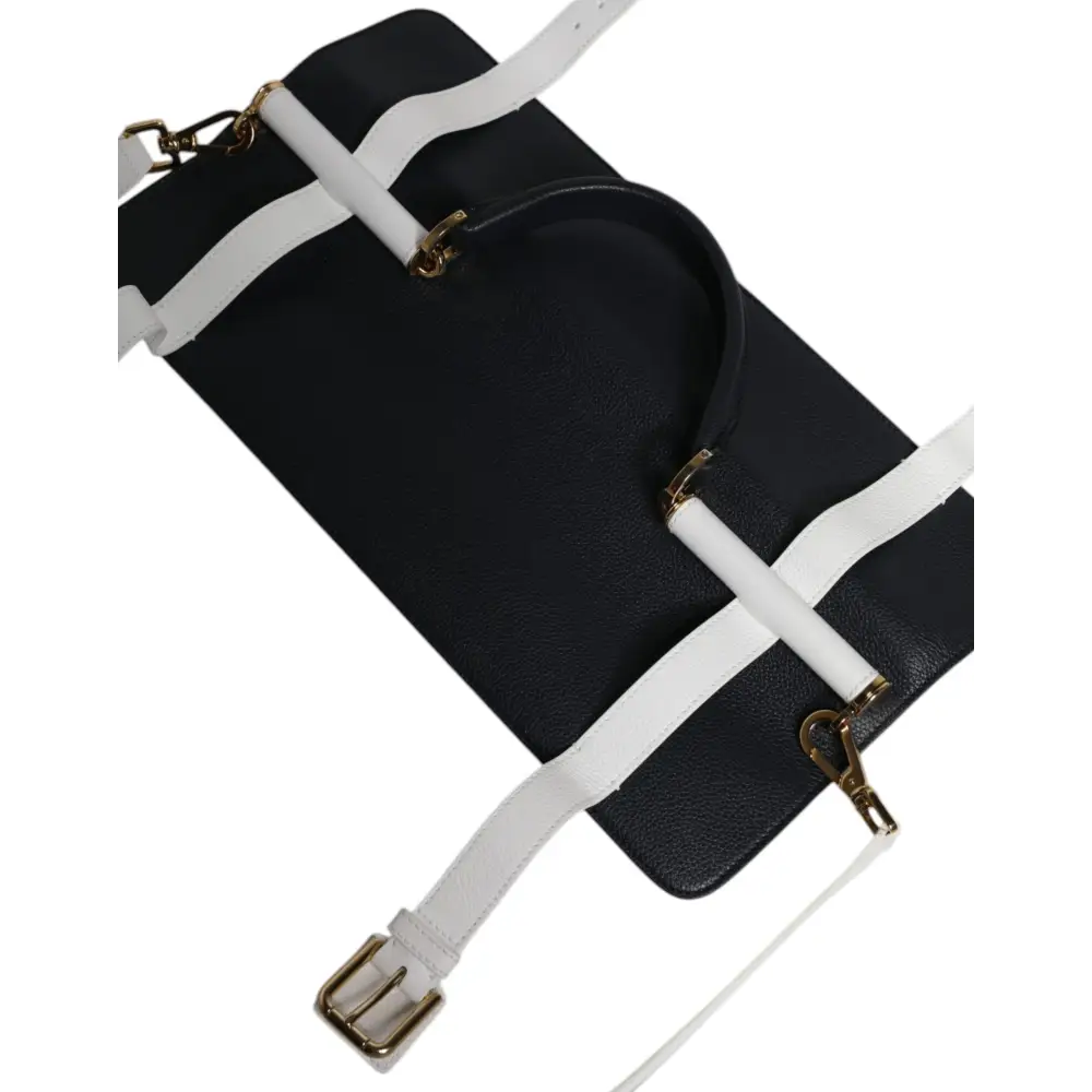 Dolce & Gabbana Blau-Weißes Kalbsleder Crossbody Umhängetasche