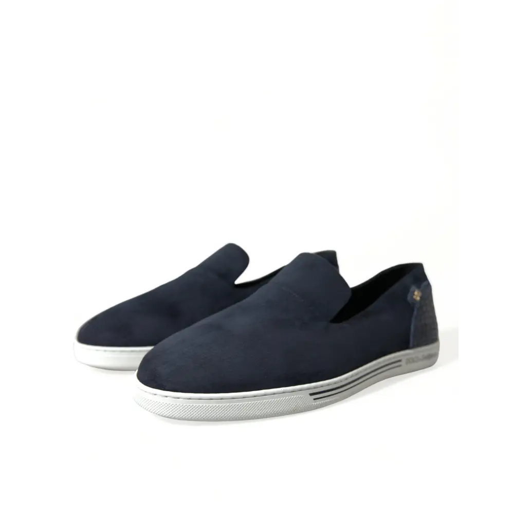 Dolce & Gabbana Blau Wildleder Kaiman Loafers Saint Tropez Schuhe - EU39/US6