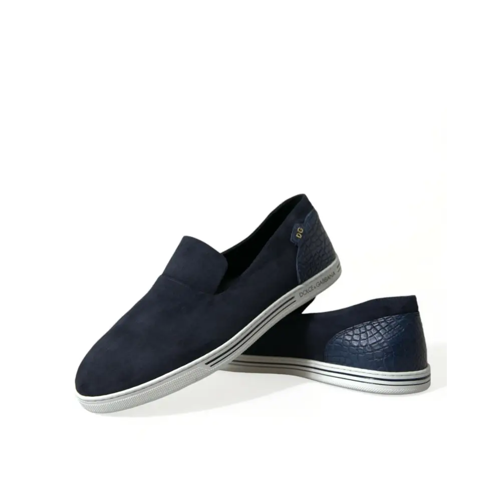 Dolce & Gabbana Blau Wildleder Kaiman Loafers Saint Tropez Schuhe - EU39/US6