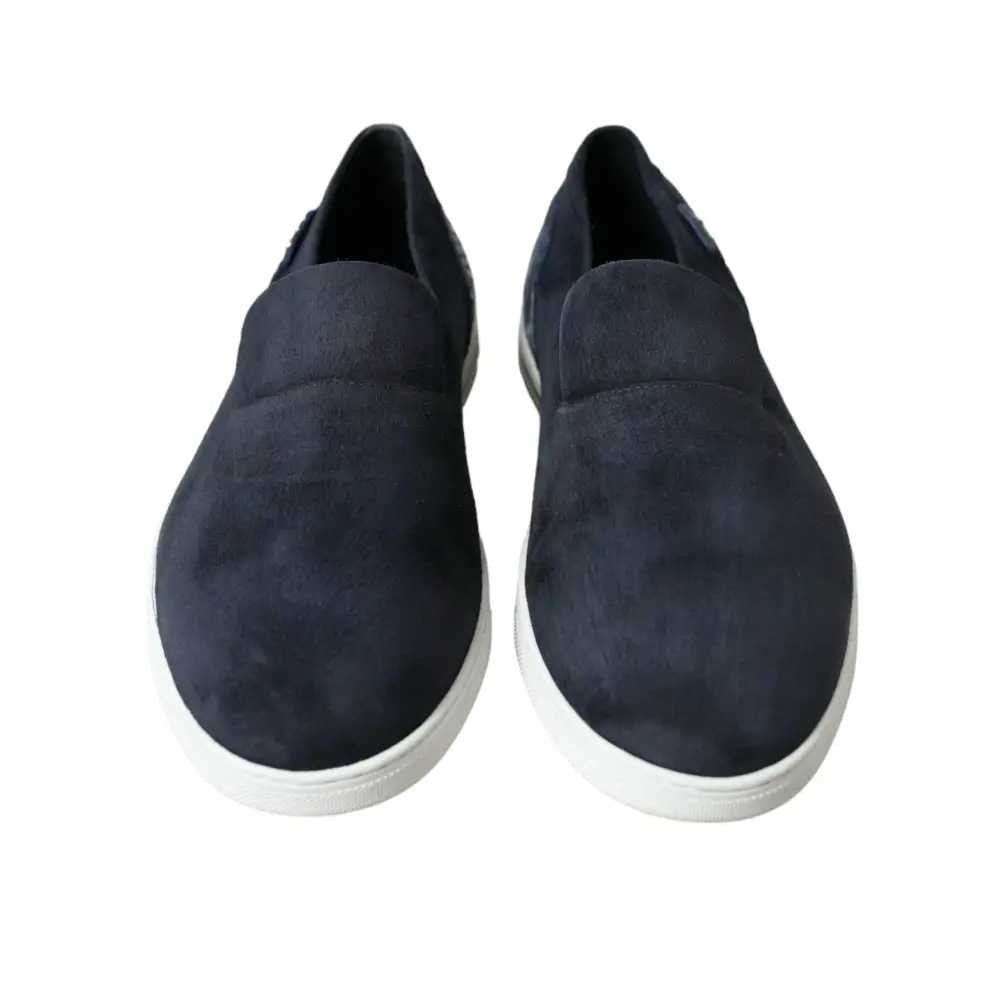 Dolce & Gabbana Blau Wildleder Kaiman Loafers Saint Tropez Schuhe - EU39/US6