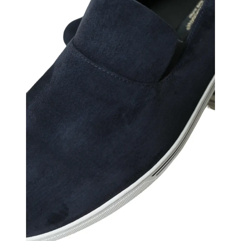 Dolce & Gabbana Blau Wildleder Kaiman Loafers Saint Tropez Schuhe - EU39/US6