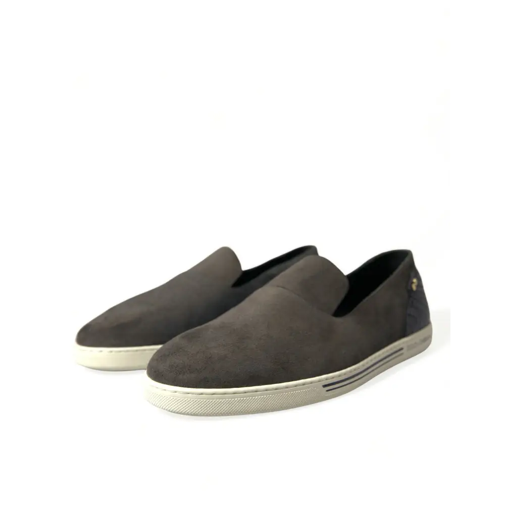 Dolce & Gabbana Blau Wildleder Kaiman Männer Loafers Pantoffeln Schuhe - EU41/US8