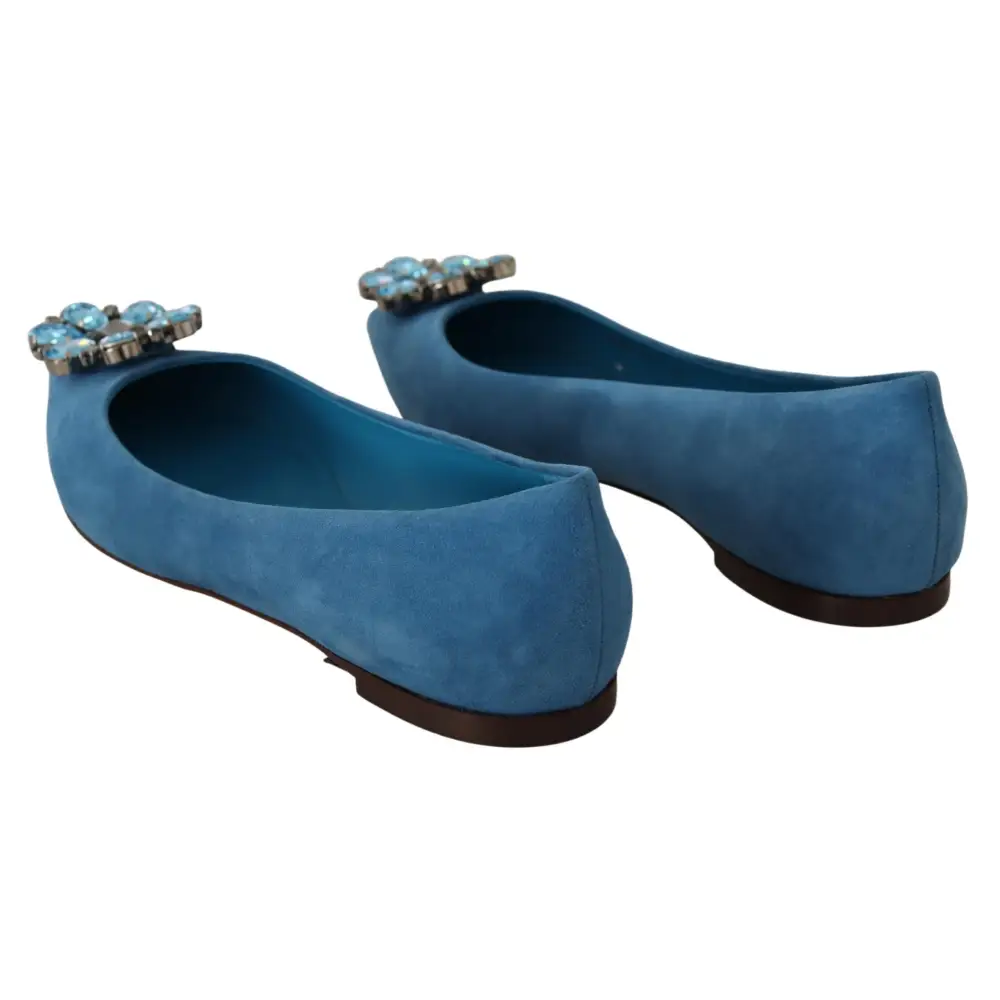 Dolce & Gabbana Blau Wildleder Kristalle Loafers Flats Schuhe