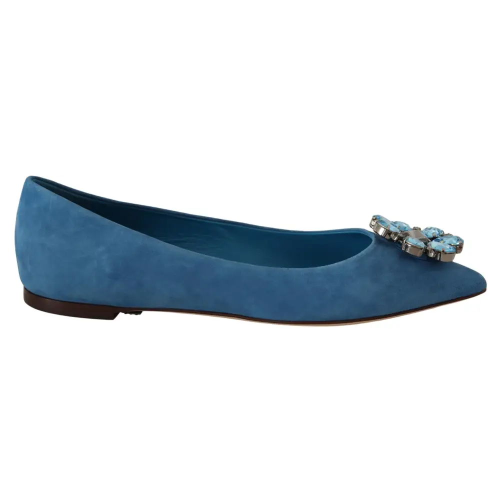 Dolce & Gabbana Blau Wildleder Kristalle Loafers Flats Schuhe