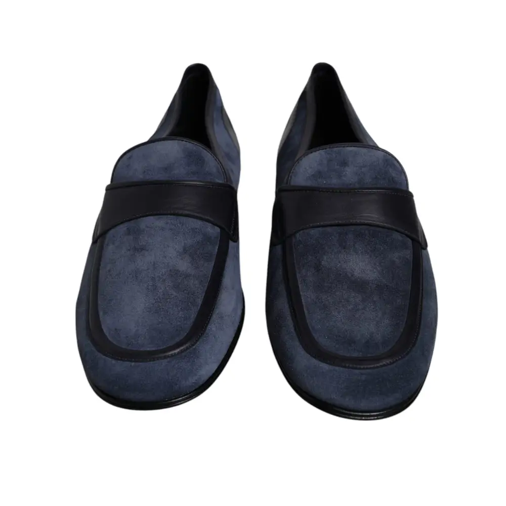 Dolce & Gabbana Blau Wildleder Schuhe Loafer Mokassin Schuhe - EU43/US10