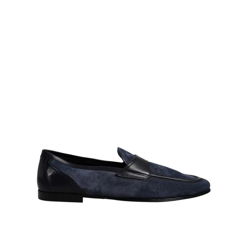 Dolce & Gabbana Blau Wildleder Schuhe Loafer Mokassin Schuhe - EU43/US10