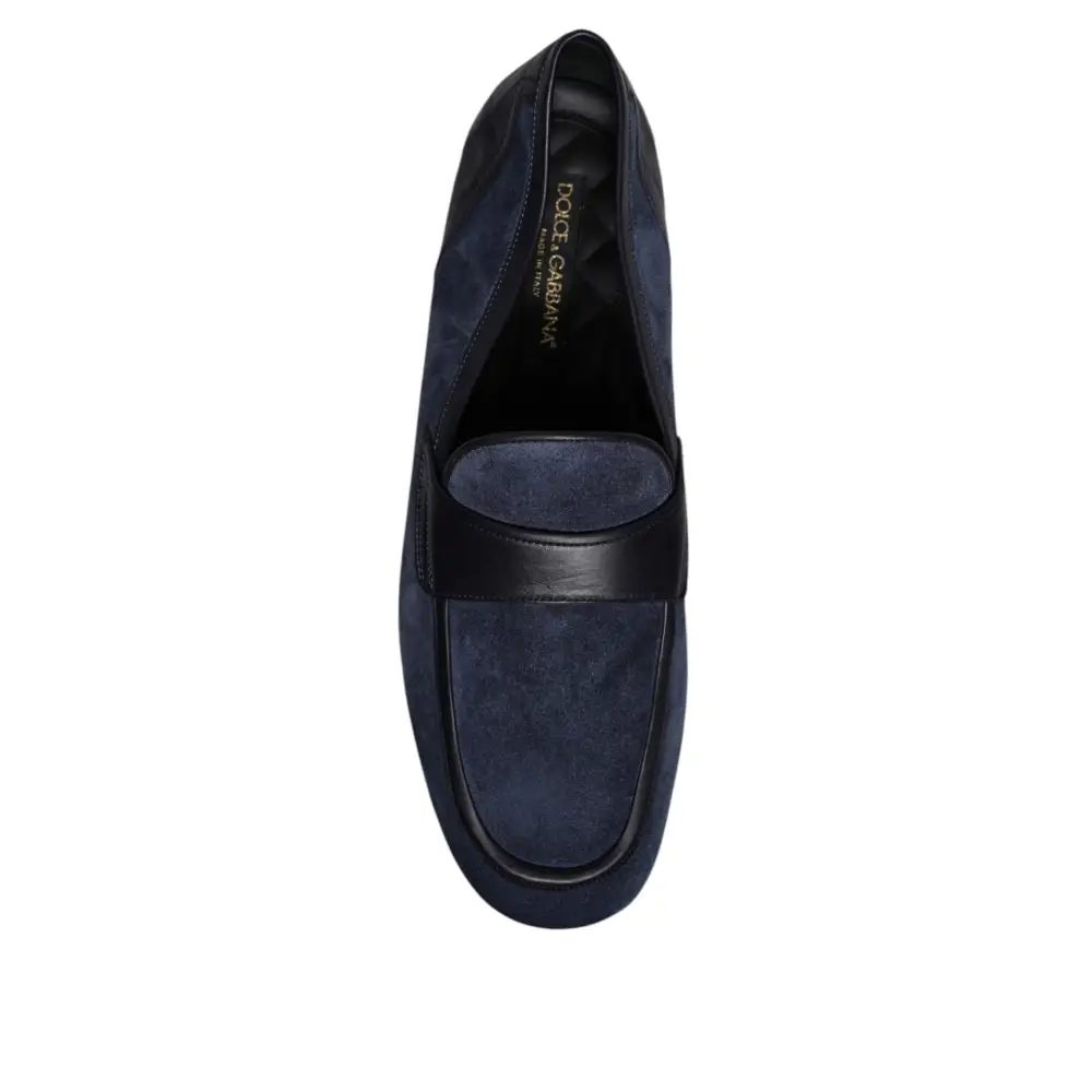 Dolce & Gabbana Blau Wildleder Schuhe Loafer Mokassin Schuhe - EU43/US10