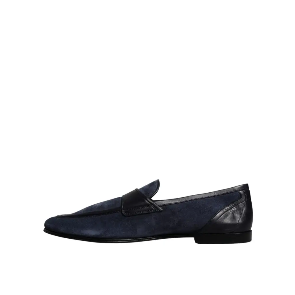 Dolce & Gabbana Blau Wildleder Schuhe Loafer Mokassin Schuhe - EU43/US10