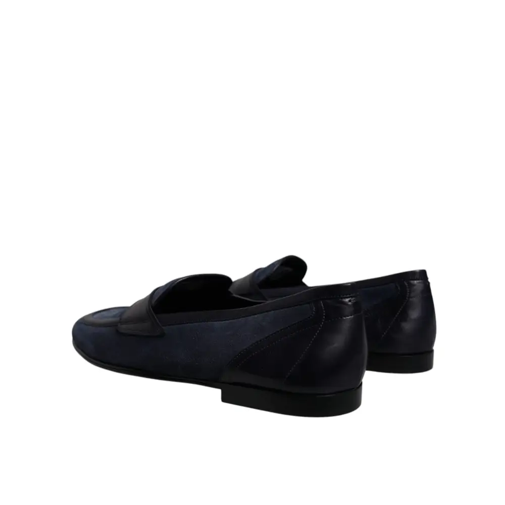 Dolce & Gabbana Blau Wildleder Schuhe Loafer Mokassin Schuhe - EU43/US10