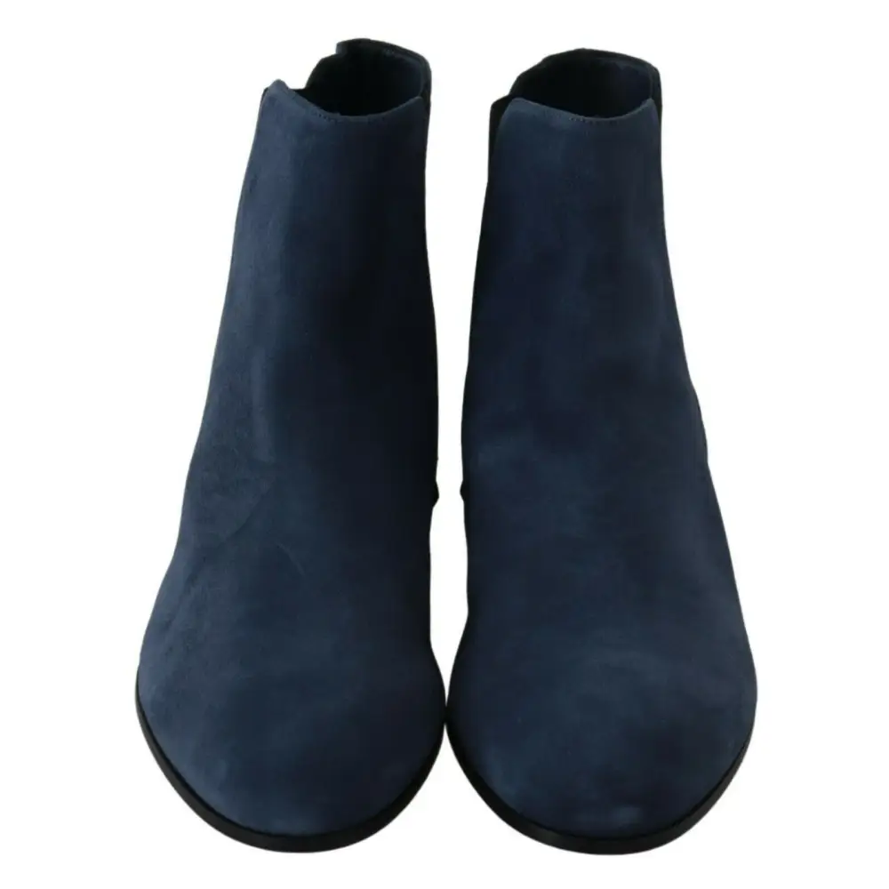 Dolce & Gabbana Blau Wildleder verschönert Nieten Stiefel Schuhe - EU38.5/US8