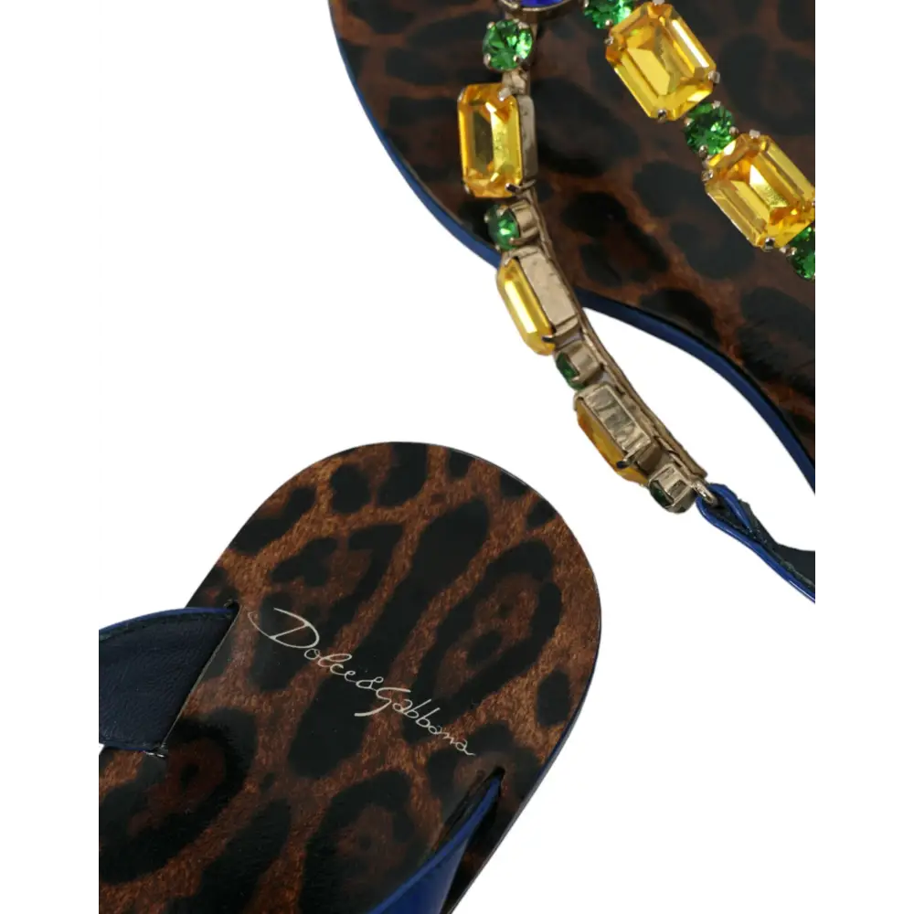 Dolce & Gabbana Blaue Crystal Calf Leder Strandschuhe - EU36/US5.5