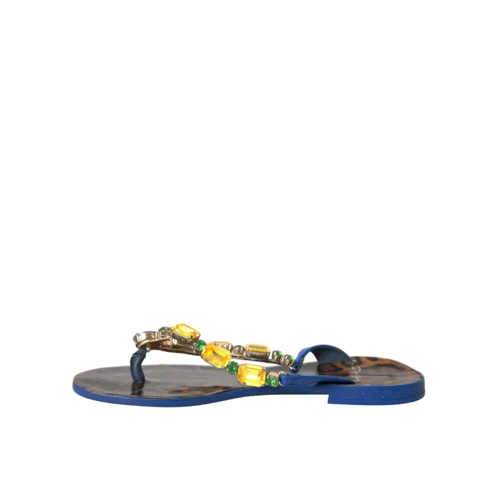Dolce & Gabbana Blaue Crystal Calf Leder Strandschuhe - EU36/US5.5