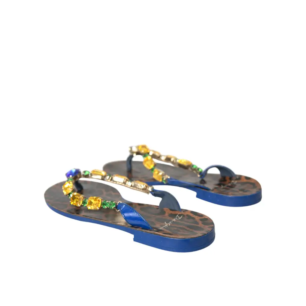Dolce & Gabbana Blaue Crystal Calf Leder Strandschuhe - EU36/US5.5