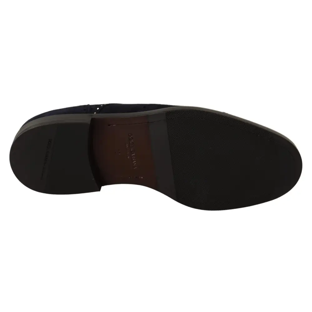 Dolce & Gabbana Blaue Derby-Schuhe aus Wildleder mit Nieten - EU44/US11