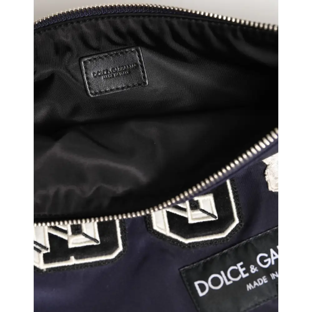 Dolce & Gabbana Blaue DG Logo Patch verschönerte Tasche Clutch Men Borse Tasche