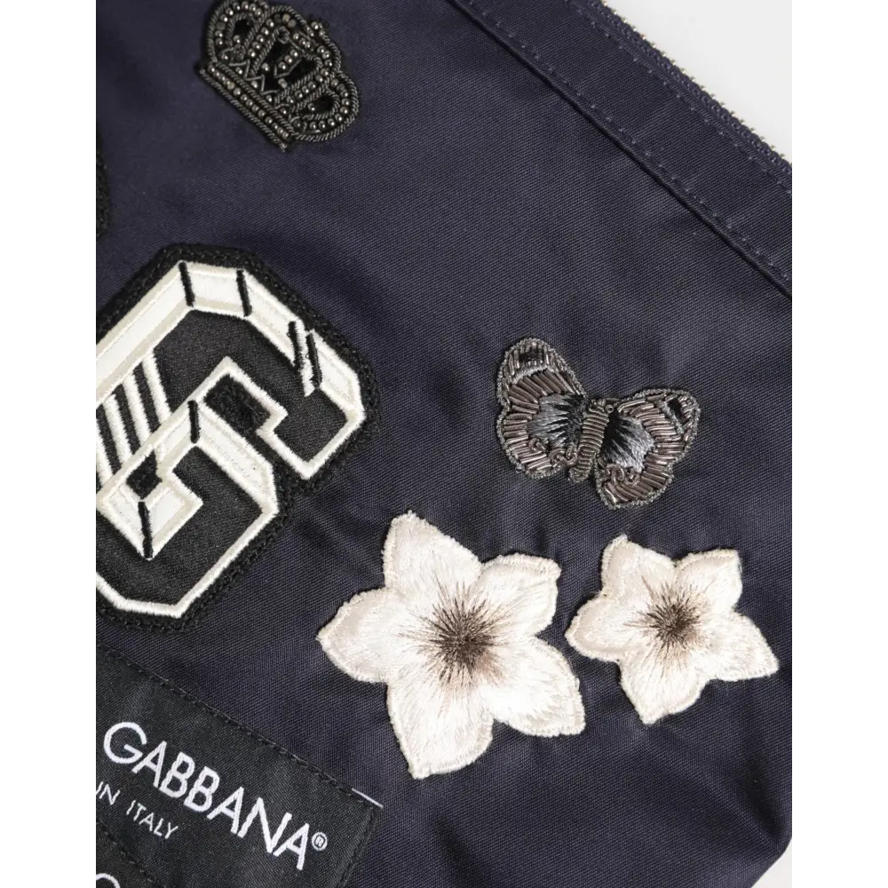 Dolce & Gabbana Blaue DG Logo Patch verschönerte Tasche Clutch Men Borse Tasche