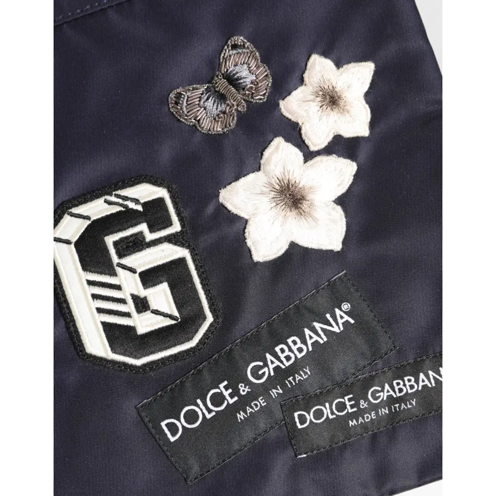 Dolce & Gabbana Blaue DG Logo Patch verschönerte Tasche Clutch Men Borse Tasche