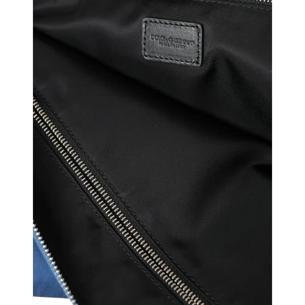 Dolce & Gabbana Blaue DG Milano Print Nylon Pouch Clutch Herren Tasche