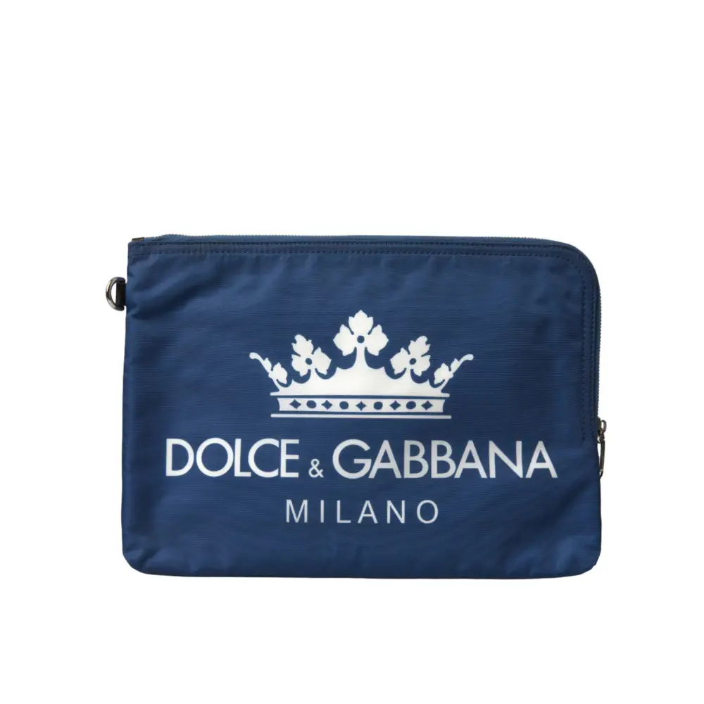 Dolce & Gabbana Blaue DG Milano Print Nylon Pouch Clutch Herren Tasche