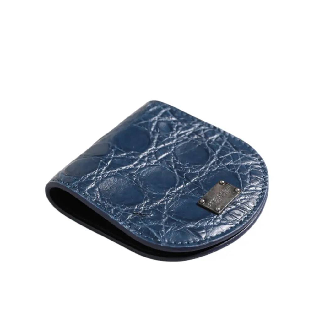 Dolce & Gabbana Blaue exotische Haut Münze Kondom Fall Halter Tasche Brieftasche