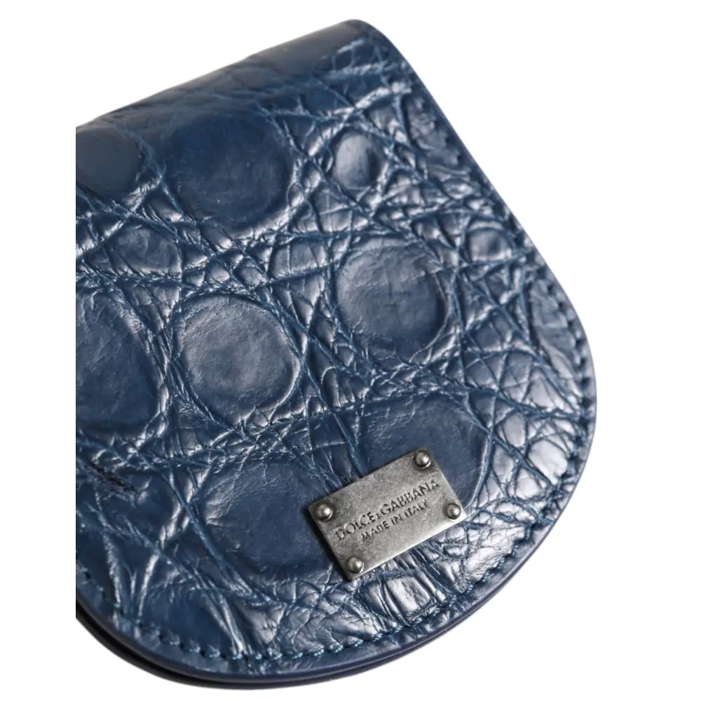 Dolce & Gabbana Blaue exotische Haut Münze Kondom Fall Halter Tasche Brieftasche