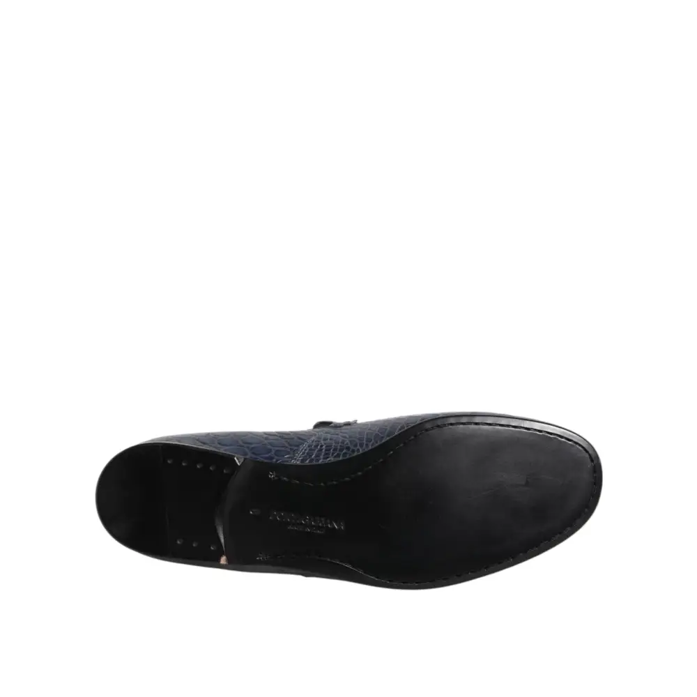 Dolce & Gabbana Blaue Exotische Leder Slip On Loafers Männer Kleid Schuhe - EU42/US9